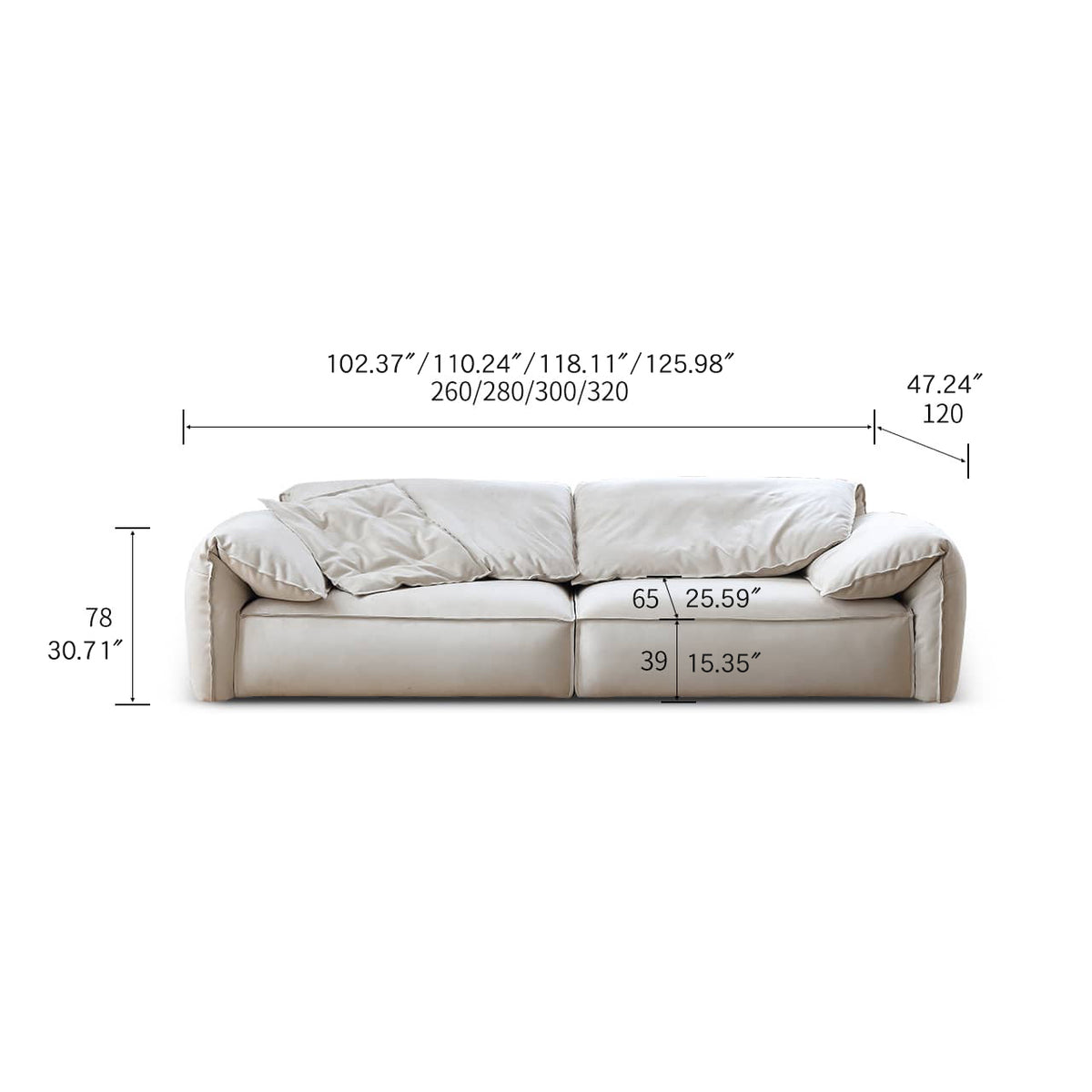 Luxurious White Pine Suede Down Sofa - Ultimate Comfort & Style my-362