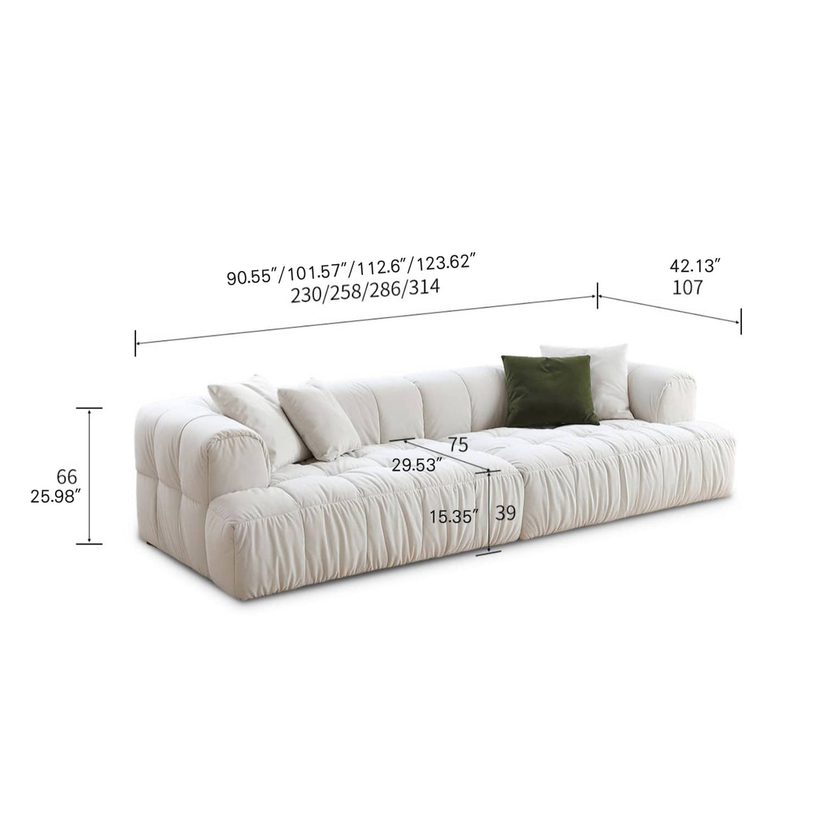 Luxurious White Pine Suede Silk Sofa - Ultimate Comfort and Elegance my-363