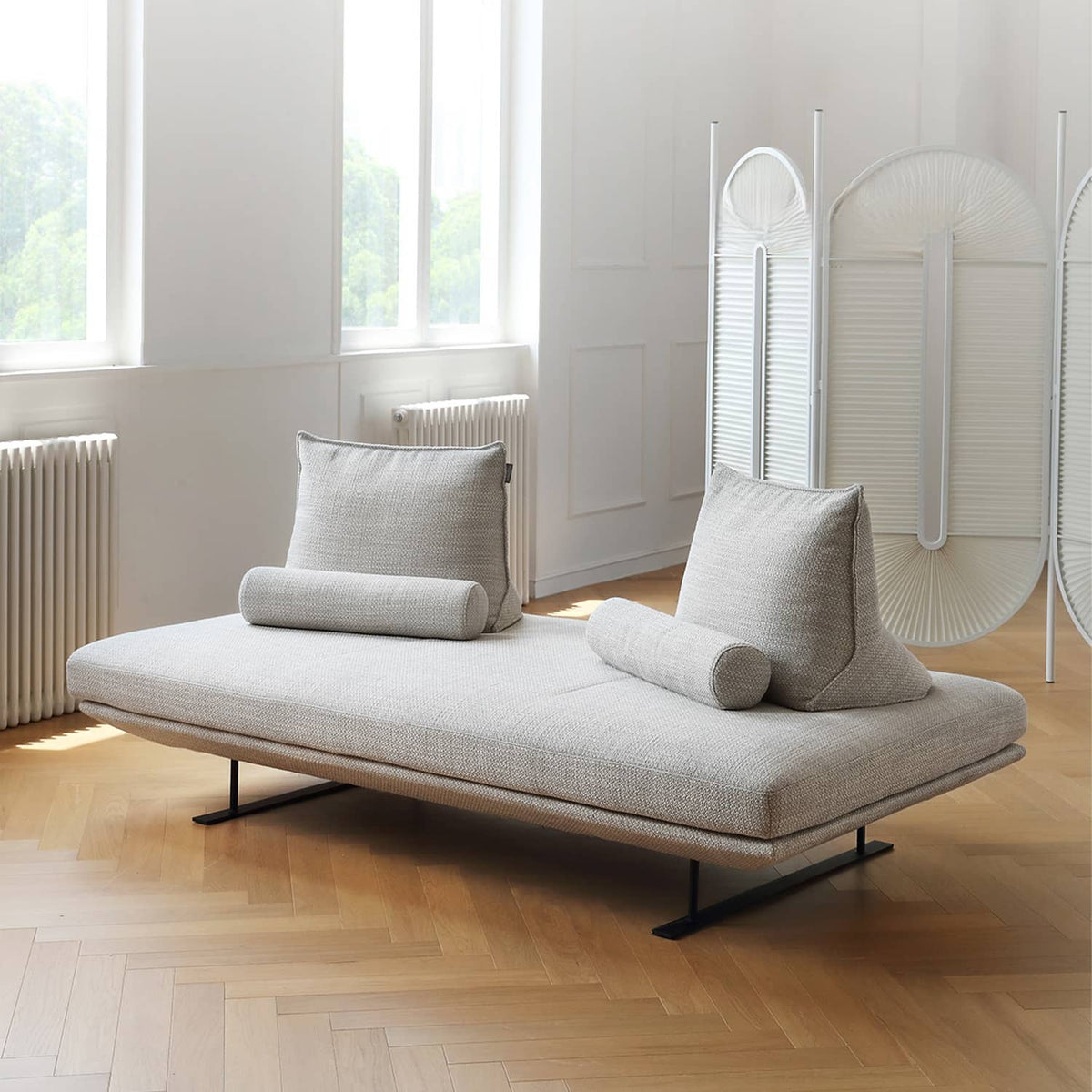 Contemporary Light Gray Sofa - Pine Wood Frame with Soft Cotton-Ramie Blend Upholstery my-364