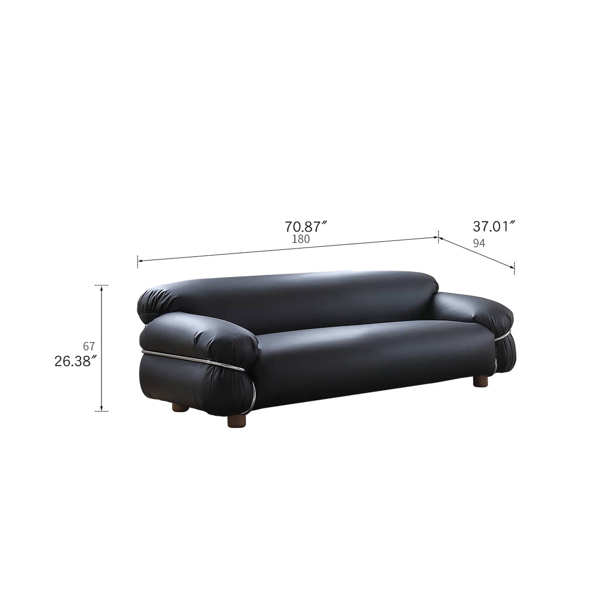 Stylish Black Pine Sofa with Scratch-Resistant Fabric & Stainless Steel Accents in Ash Wood Finish my-374