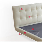 Stylish Bed Frame with Light Brown Pine and Leather Finish my-376