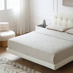 Stylish Bed Frame with Light Brown Pine and Leather Finish my-376