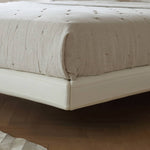 Stylish Bed Frame with Light Brown Pine and Leather Finish my-376