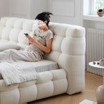 Luxurious White Pine Bed with Faux Lambswool and Silk Floss Comfort my-378