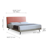 Luxurious Gray Pine Bed with Leather Upholstery and Silky Floss Finish my-379