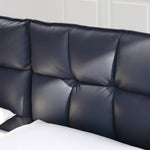 Luxurious Black Pine Bed with Leather Upholstery and Silk Floss Comfort my-381