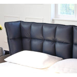 Luxurious Black Pine Bed with Leather Upholstery and Silk Floss Comfort my-381