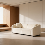 87' Curved Contemporary Sofa in Off-White: Plush Seating, Streamlined Design, and Durable Frame – Ideal for Stylish Living Spaces-N767P422840B - 场景图