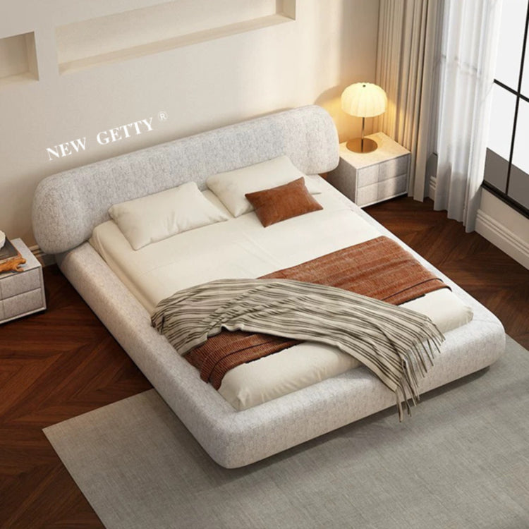 French Cream Style Upholstered Bed, Modern Minimalist Fabric Double Bed for Bedroom ngh-0207-47