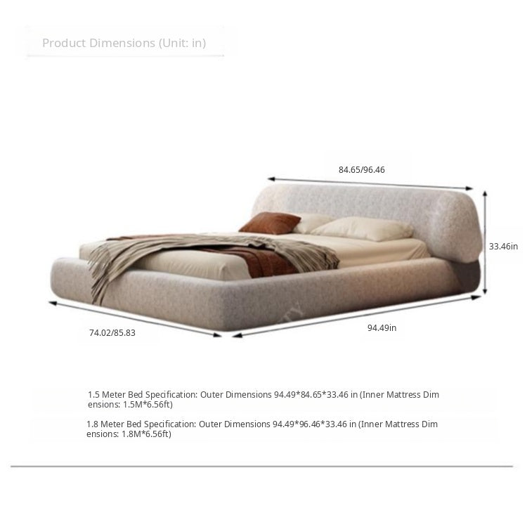 French Cream Style Upholstered Bed, Modern Minimalist Fabric Double Bed for Bedroom ngh-0207-47