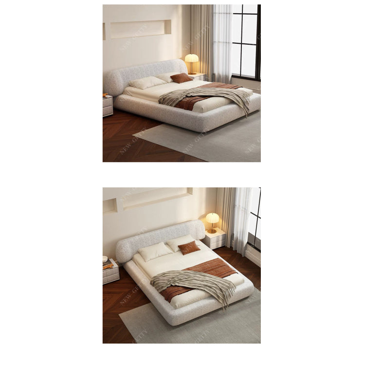 French Cream Style Upholstered Bed, Modern Minimalist Fabric Double Bed for Bedroom ngh-0207-47