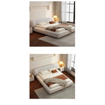 French Cream Style Upholstered Bed, Modern Minimalist Fabric Double Bed for Bedroom ngh-0207-47
