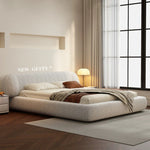 French Cream Style Upholstered Bed, Modern Minimalist Fabric Double Bed for Bedroom ngh-0207-47
