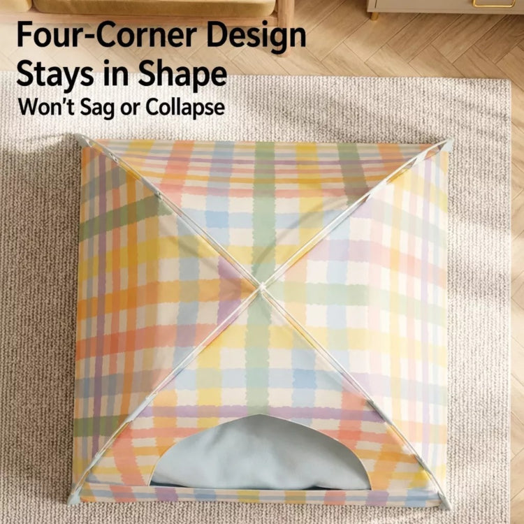 Woven Cat & Dog Bed | Semi-Enclosed Pet House with Cooling Mat, Summer & 4-Season Usep-00646
