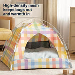 Woven Cat & Dog Bed | Semi-Enclosed Pet House with Cooling Mat, Summer & 4-Season Usep-00646