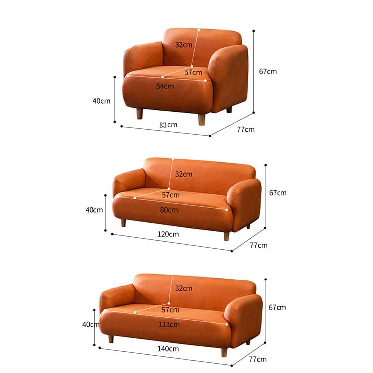 Modern Techno Fabric Sofa Set in Orange, Off-White, Dark Blue, and Green with Elegant Wood Accents qm-1