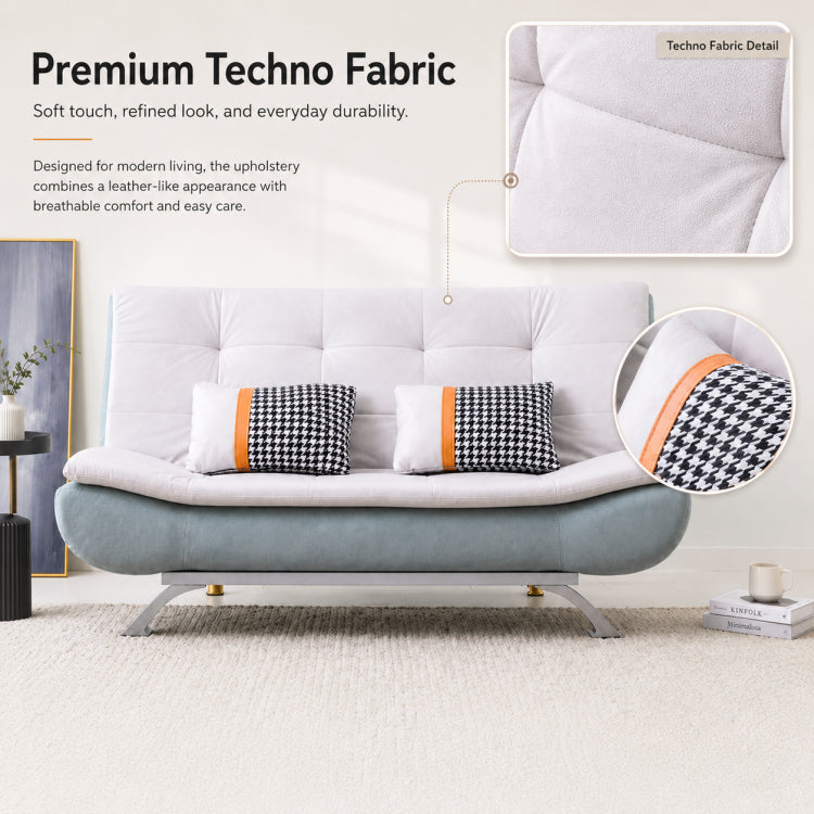 Sleek Foldable Fabric Sofa Bed, 2-Seater Convertible Sleeper Couch for Small Spaces & Livingroom qm-10