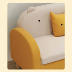 Stylish Light Gray Sofa with Off White, Mint Green, Grass Pink, and Yellow Wood Accents – Premium Cotton Upholstery qm-11