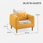 Modern Yellow Fabric Sofa Set, Cute Cat Ear-Shaped 2/3-Seater Couch for Living Room qm-12