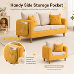 Modern Yellow Fabric Sofa Set, Cute Cat Ear-Shaped 2/3-Seater Couch for Living Room qm-12