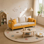 Modern Yellow Fabric Sofa Set, Cute Cat Ear-Shaped 2/3-Seater Couch for Living Room qm-12