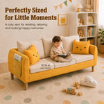 Modern Yellow Fabric Sofa Set, Cute Cat Ear-Shaped 2/3-Seater Couch for Living Room qm-12