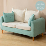 Modern Yellow Fabric Sofa Set, Cute Cat Ear-Shaped 2/3-Seater Couch for Living Room qm-12