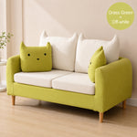 Modern Yellow Fabric Sofa Set, Cute Cat Ear-Shaped 2/3-Seater Couch for Living Room qm-12
