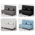 Modern Techno Fabric Sofa in Dark Blue, Light Gray, Khaki, and Orange with Wood Accents - Durable Nylon Upholstery qm-14