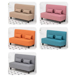 Modern Techno Fabric Sofa in Dark Blue, Light Gray, Khaki, and Orange with Wood Accents - Durable Nylon Upholstery qm-14