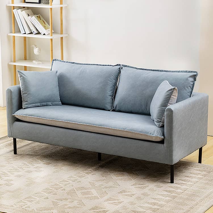 Stylish Mint Green & Dark Blue Sofa with Techno Fabric for Modern Living Rooms qm-5