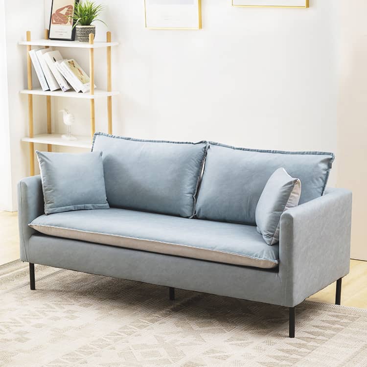 Stylish Mint Green & Dark Blue Sofa with Techno Fabric for Modern Living Rooms qm-5