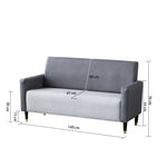 Stylish Dark Blue and Light Gray Sofa with Green Wood Accents - Techno Fabric and Cotton Blend for Ultimate Comfort qm-6
