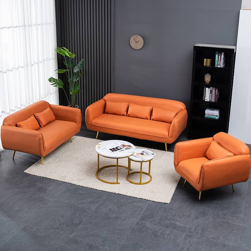 Stylish Multi-Color Sofa: Orange, Dark Green, Blue, Khaki & Brown Techno Fabric Cotton Blend qm-9