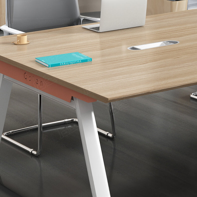 Stylish Brown & White Particle Board Table - Modern Design for Home & Office qs-151