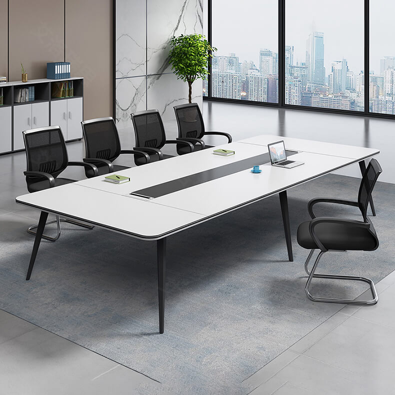 Sleek & Stylish White Dark Gray Particle Board Table for Modern Interiors qs-152