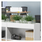 Multi-Purpose Storage Cabinet with Natural Wood Finish and White & Gray Particle Board Shelves qs-154