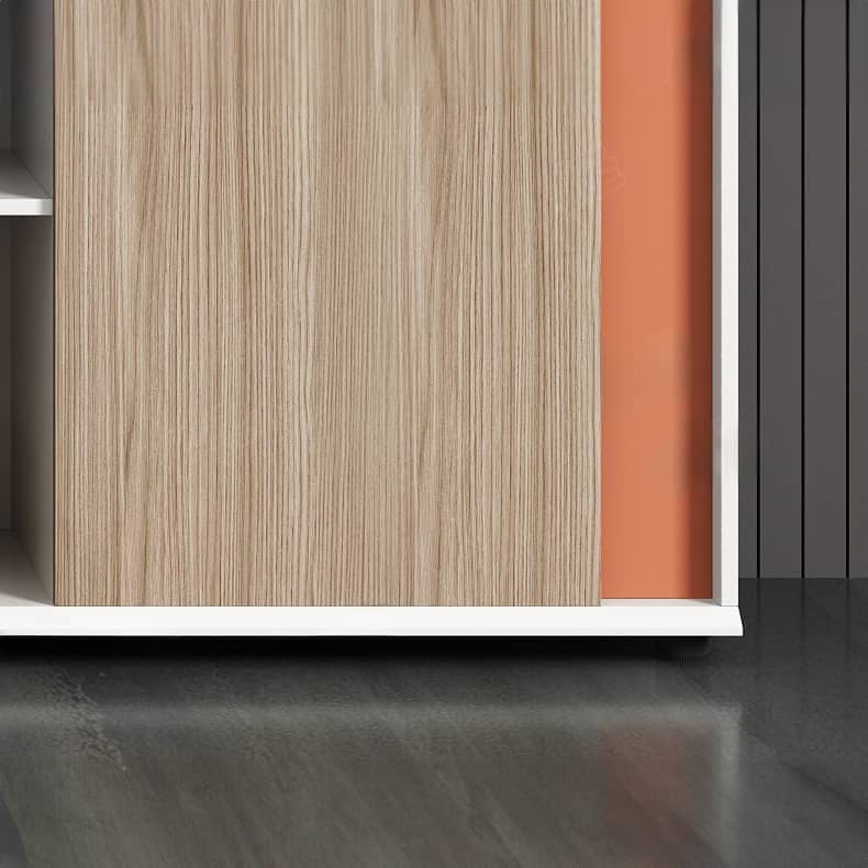 Stylish White Particle Board Cabinet with Natural Wood Accents - Perfect for Modern Living Spaces qs-156