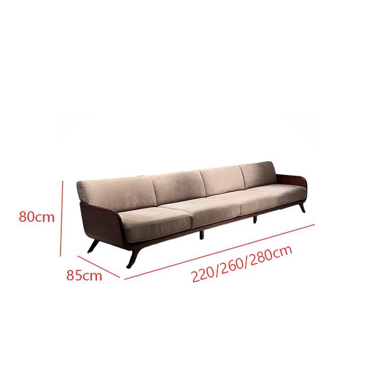 Black Walnut Wood Sofa for Living Room or Office, Straight-Line Luxury Modern Couch qsmz-0203-39