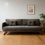 Minimalist Solid Wood Sofa, North American Black Walnut Straight-Line Fabric Couch for Small Living Spaces ssbm-0203-36