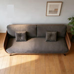 Minimalist Solid Wood Sofa, North American Black Walnut Straight-Line Fabric Couch for Small Living Spaces ssbm-0203-36
