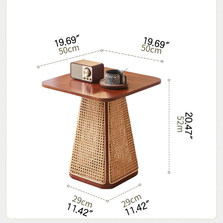 Stylish Brown Rattan & Ash Wood Tea Table for Modern Living Spaces tzm-518