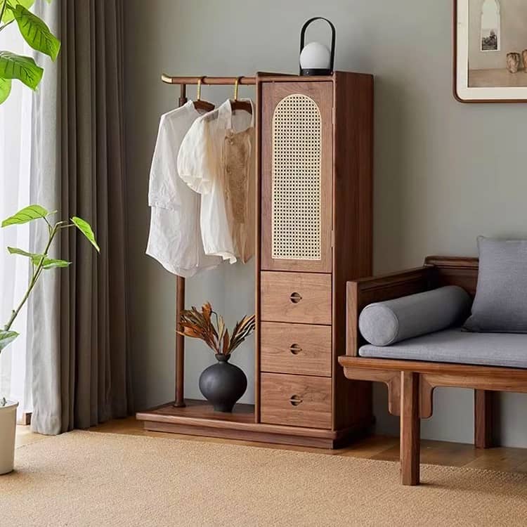 Stylish Brown Rattan Cabinet with Elegant Ash Wood Finish tzm-526