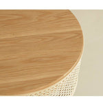 Stylish Natural Oak Wood Tea Table with Rattan Accents tzm-528