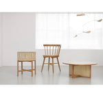 Stylish Natural Oak Wood Tea Table with Rattan Accents tzm-528