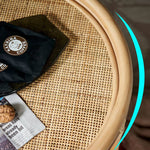 Natural Wood Tea Table with Rattan Accents and Glass Top – Elegant and Durable tzm-529