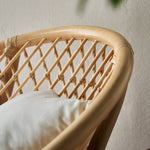 Elegant Rattan Chair with Natural Wood Finish and Plush Cotton-Ramie Cushion tzm-530