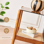 Stylish Brown Rattan Tea Table with Elegant Ash Wood Finish tzm-532