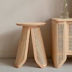 Elegant Natural Wood Rattan Stool - Premium Ash Wood Design tzm-539