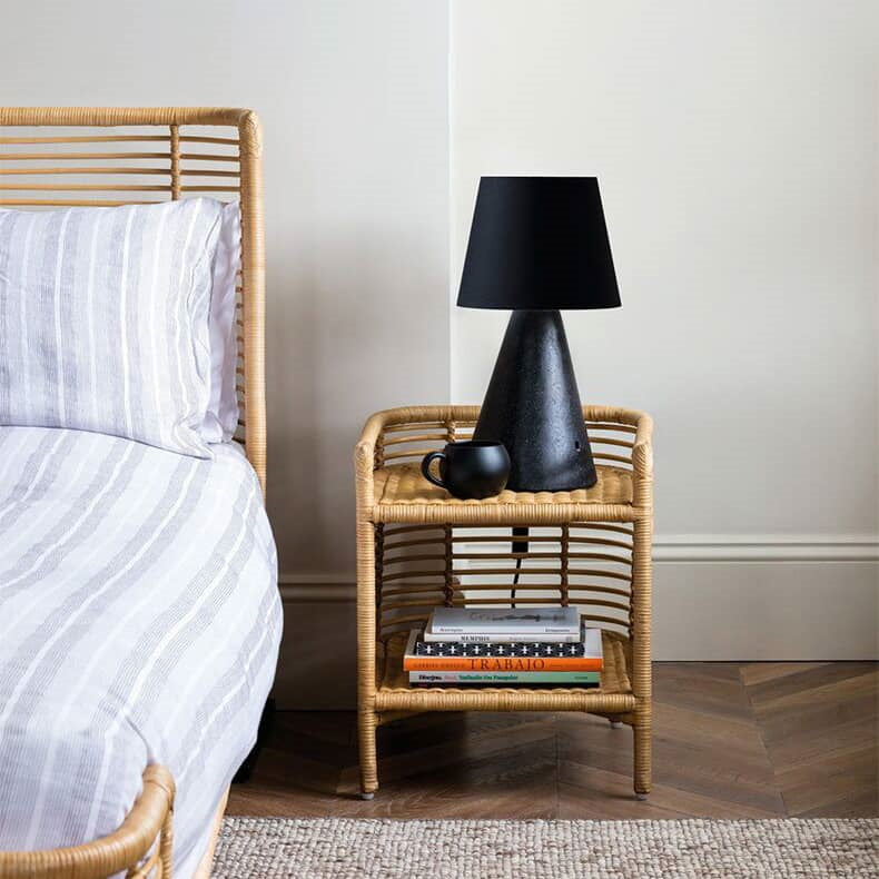 Natural Wood & Rattan Bedside Cabinet - Elegant & Stylish Nightstand for Bedroom Decor tzm-540